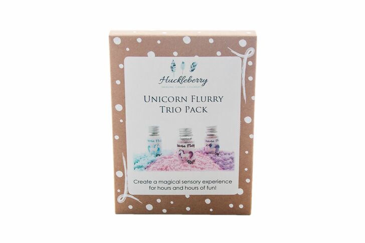 Huckleberry unicorn flurry trio pack in blue, purple and pink