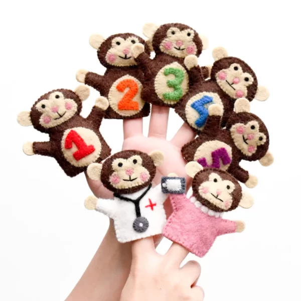 Tara Treasures - Five Little Monkeys, Finger Puppet Set