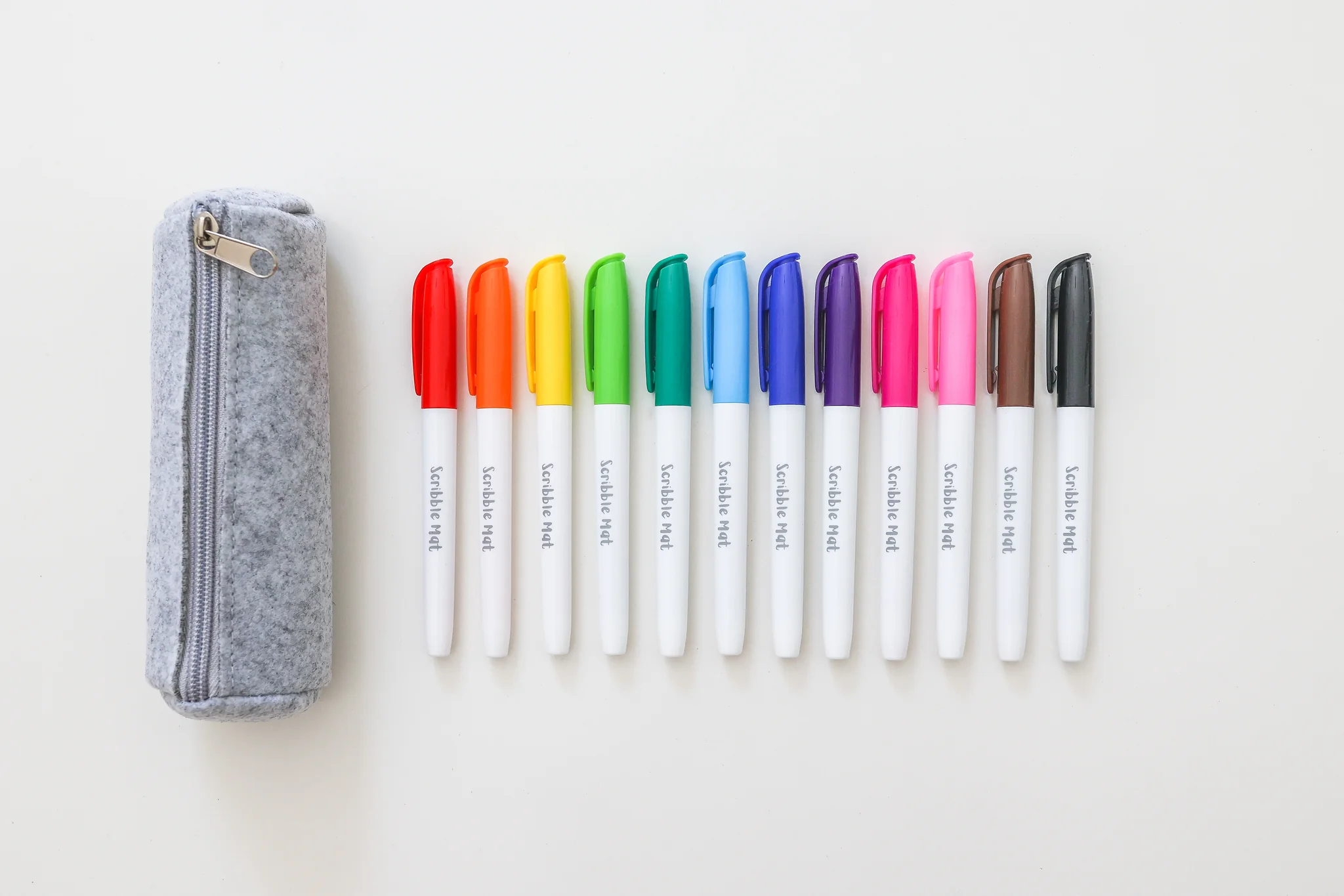 Scribble Mat - Felt Pencil Case with 12 Pens