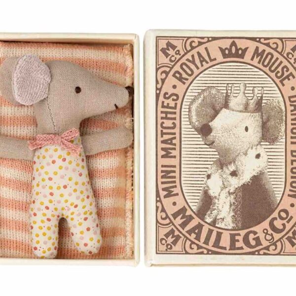 Maileg - Mouse Sleepy-Wakey Baby in Box Rose