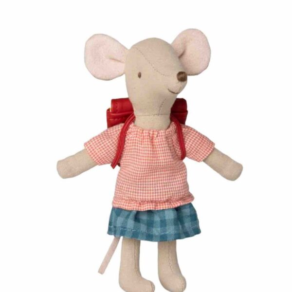 Maileg - Mouse Tricycle Big Sister with Bag Red