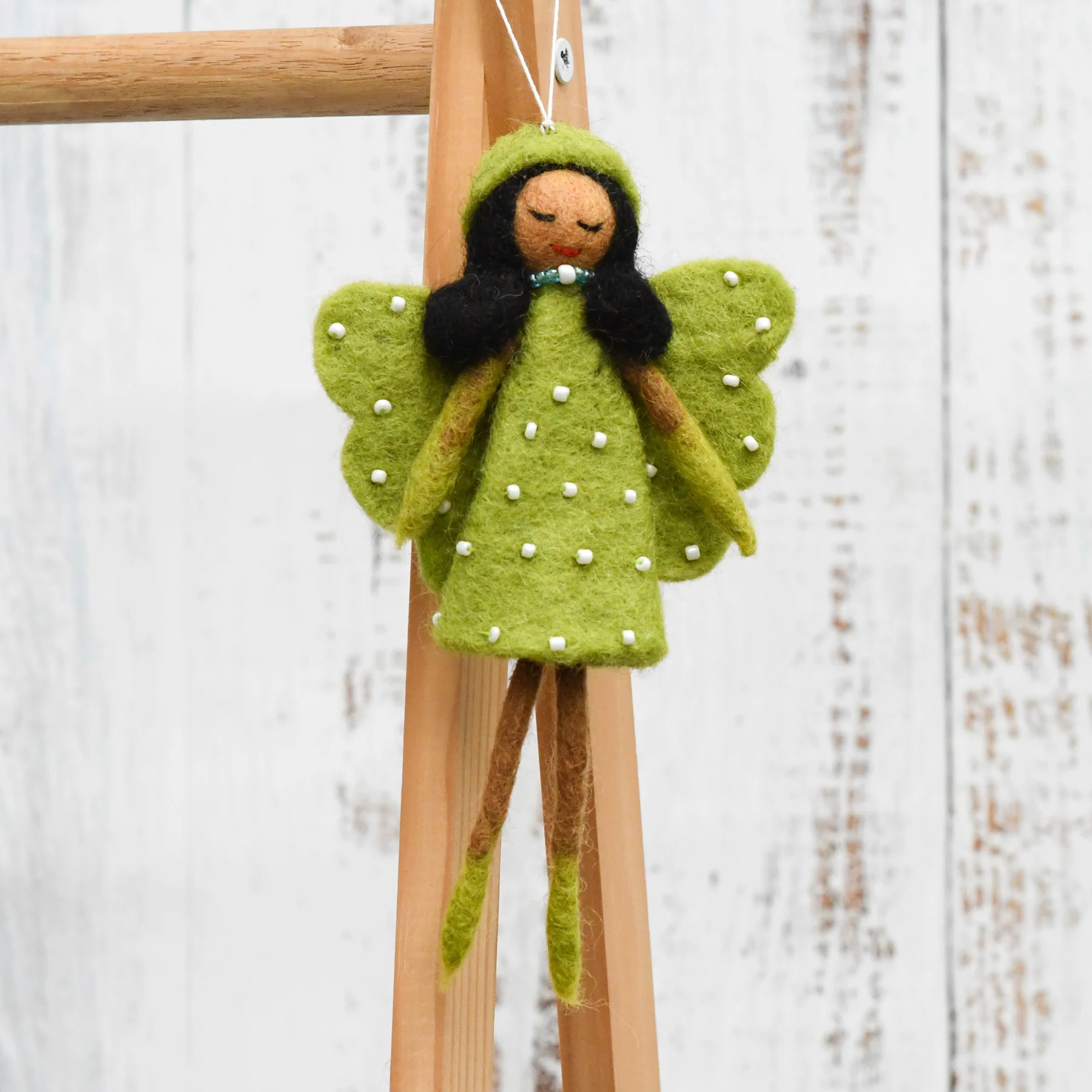 Tara Treasures Felt Angel Fairy - Lime Green Dress