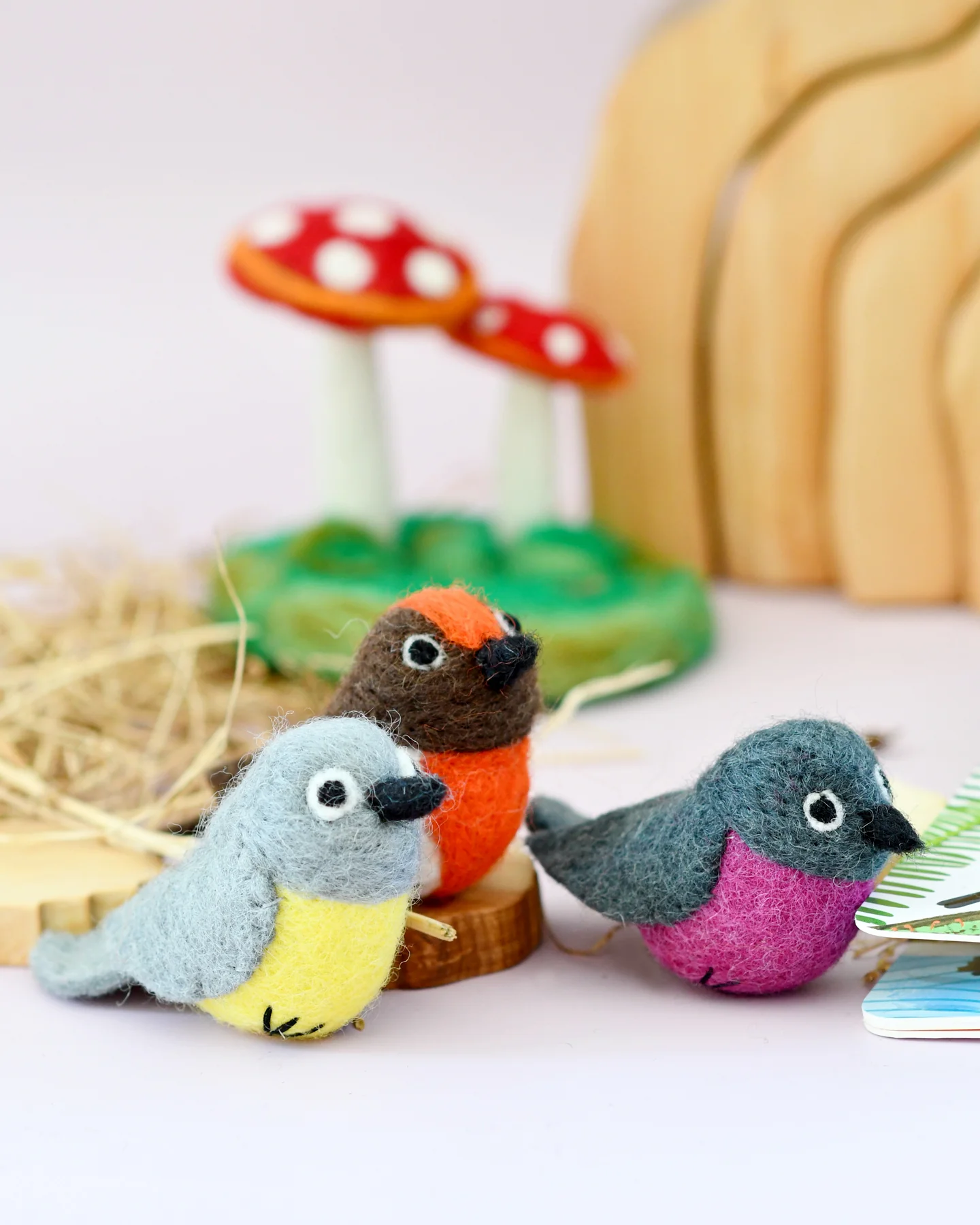 Tara Treasures Felt Australian Robins - 3 Robin Birds