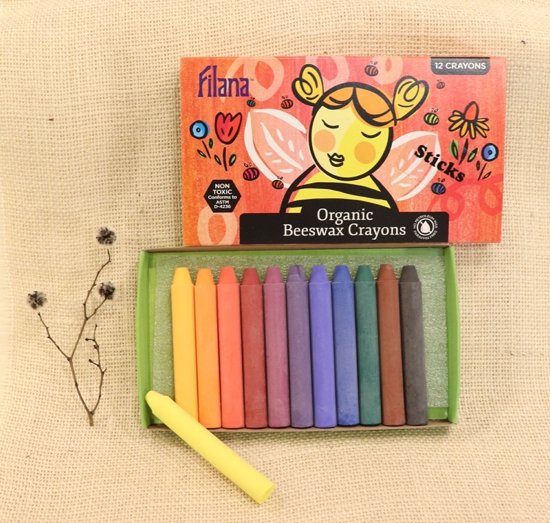 Filana Beeswax Crayons with Brown & Black Stick 12