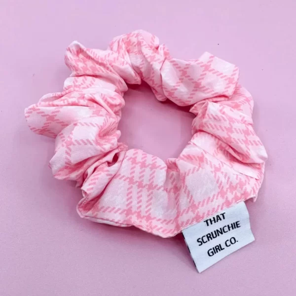 That Scrunchie Girl Co. - Pink Houndstooth Hair Scrunchie