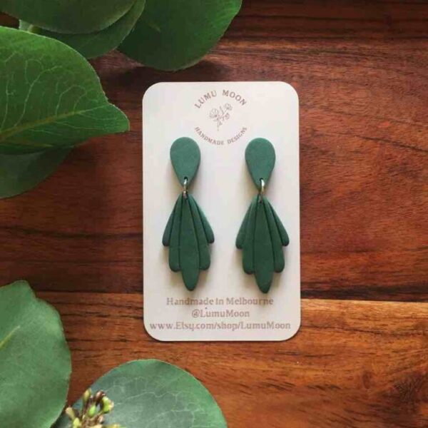 Lumu Moon - Lucia Art Deco Inspired Earrings - Green