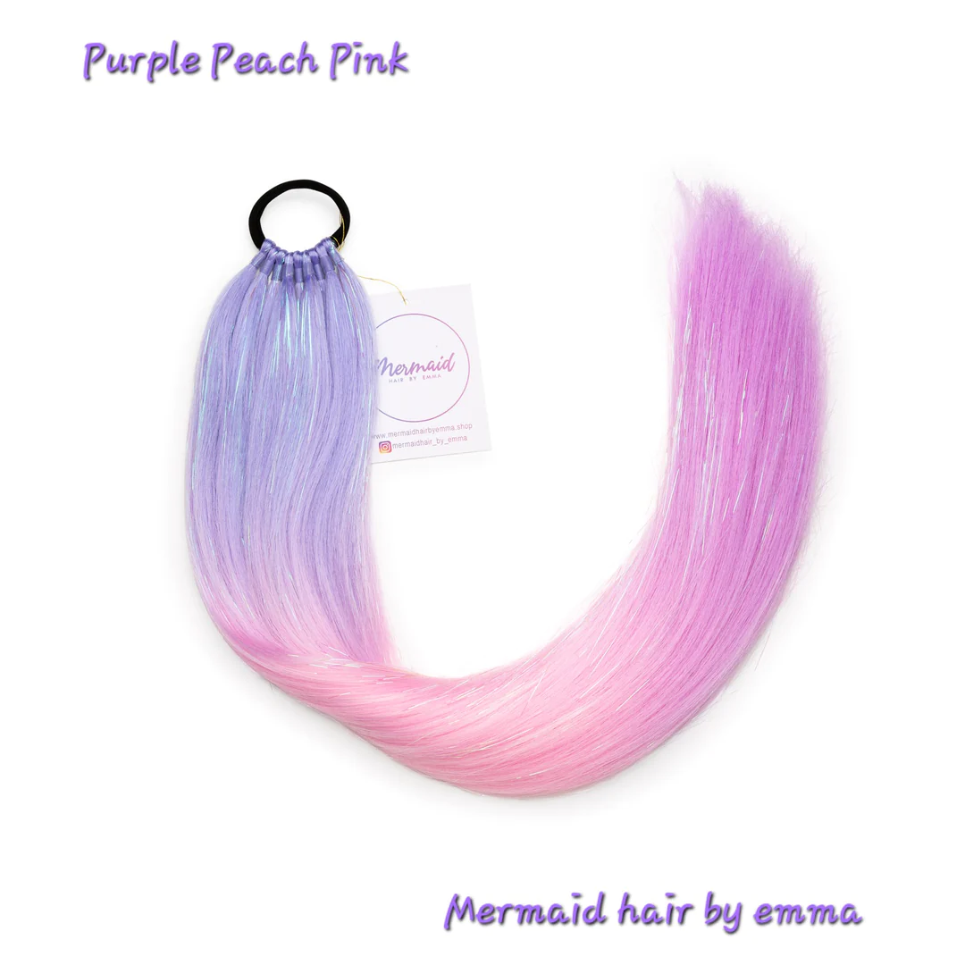 Mermaid Hair by Emma - Purple Peach Pink with Tinsel