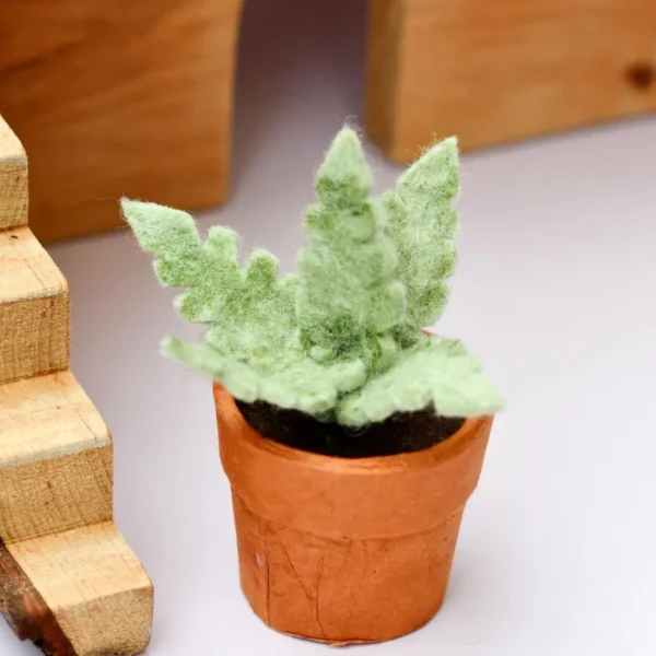 Tara Treasures - Felt Silver Fern with Lokta Paper Pot