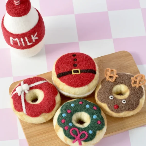 Tara Treasures - Magical Christmas Play Food Set - Santa's Milk and 4 Christmas Donuts