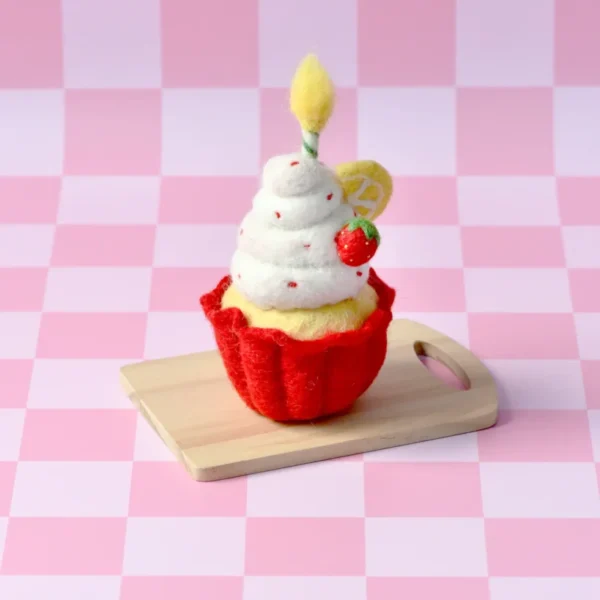 Tara Treasures - Felt Giant Strawberry Cupcake with Candle