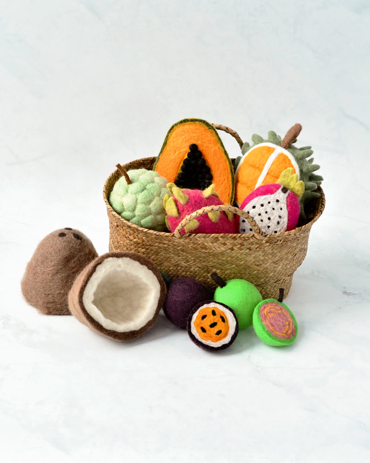 Tara Treasures - Felt Tropical Fruits Play Food Set (Set of 11 pieces)