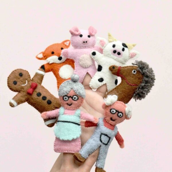 Tara Treasures - Gingerbread Man Story - Finger Puppet Set