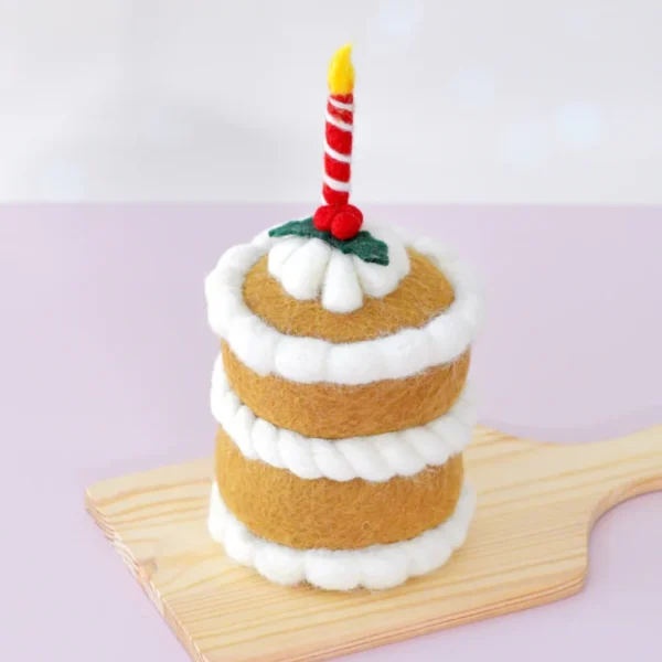 Tara Treasures - Felt Spongecake with Holly Berries and Candle