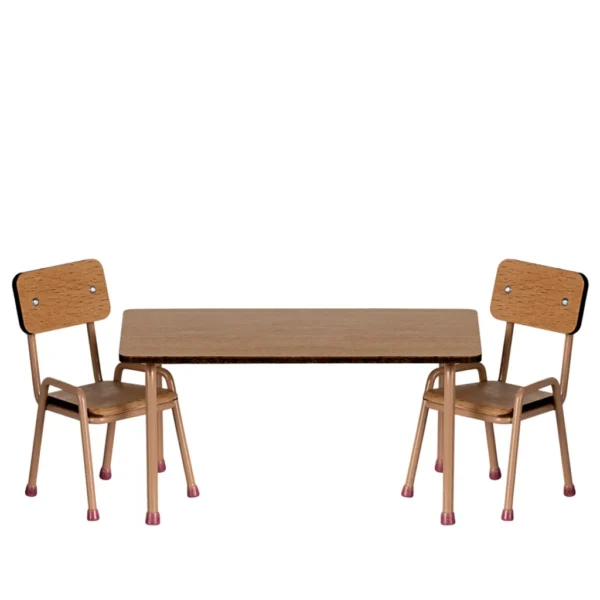 Maileg Table and Chair Set Mouse Dark Powder